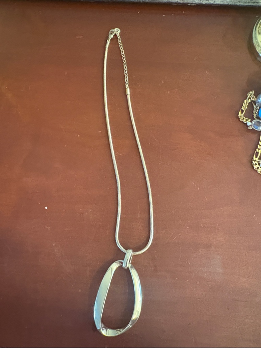 Gold Oval Pendant Necklace
